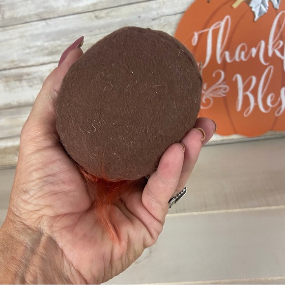 Gnome Fall Autumn Pumpkin Ribbon Green Brown Flannel Shelf Sitter Home Decor - Picture 7 of 10